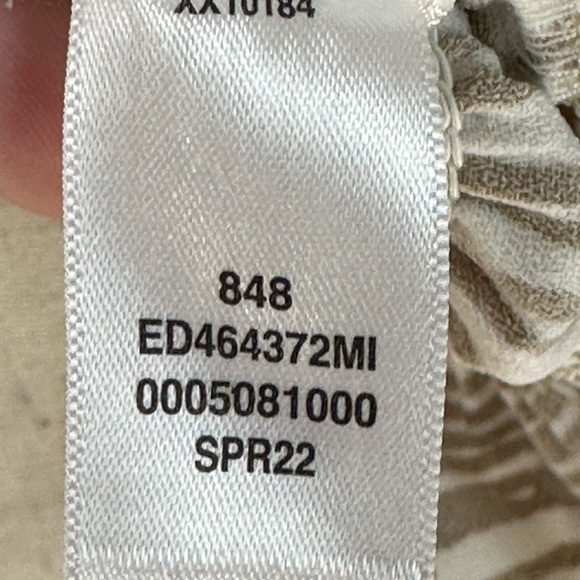 Open Edit Short Sleeve Smocked Back Abstract Print Crop Top - Cream Tan - size M - Picture 8 of 8